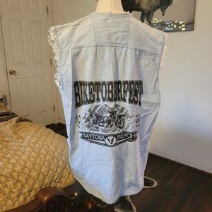 Vintage 98 Biketoberfest Cut Off Denim Button Up